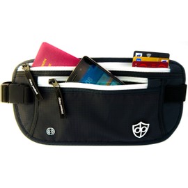 Bum Bag with RFID Protection for Men and Women, Lightweight, Flat, Comfortable Belt Bag, Waist Bag, Money Belt, Ideal for Travel, Events, Hiking and Sports Data Protect, black