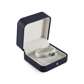 Yinbeini Bracelet Box, Leather Gift Box For Women,Premium Jewelry Boxes,Luxury Bangle Box (Dark Blue)