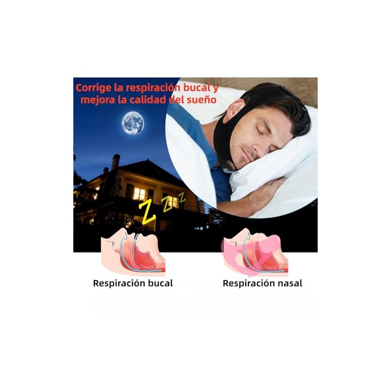 Correa de Barbilla Antirronquidos Ajustable para Hombres Mujeres