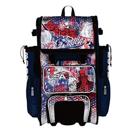 Boombah Superpack Hybrid Rolling Bat Bag - USA Liberty Navy/White - Wheeled & Backpack Version