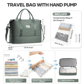 Travel Bag Women's Hand Luggage Bag Sports Bag Weekender Bag Swimming Bag Waterproof Travel Bag Duffle Bag Fitness Bag Training Bag Hospital Bag with Shoe Compartment, O3-Green, Travel luggage
