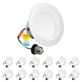 mw 12 Pack 4 Inch Recessed LED Lighting,10W=75W,750LM,2700K/3000K/3500K/4000K/5000K,4 inch led recessed Lights, Baffle Trim,IC & Wet Rated, ETL & FCC,California JA8 Certified