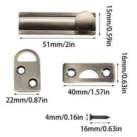 Adyoney Adyoney 2 Inch Brushed Antique Bronze Solid Brass Surface Bolt, Elegant and Durable Brass Slide Bolt Latch, Cabinet Surface Bolts with Screws, Secure and Stylish Hardware Accessory