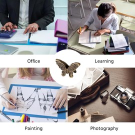 WAYUTO 4Pcs Butterfly Metal Binder Clips - Decorative Paper Clips for Home Office School Decor Accessories - Letter Bronze