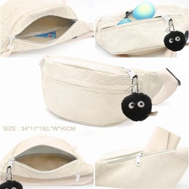 WUSANNA Bum Bag Cord Bum Bag Women's Cord Crossbody Bag Women's Cord Versatile Shoulder Bag Bum Bag Cord Women's Suitable for Shopping, Dating, Travel, Work, Outdoor Sports, Travel (White), White