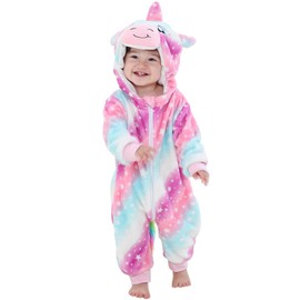 Baby Fleece Sleepsuit Onesie for Girls Toddler Hooded Romper Jumpsuit Kids Flannel Pyjamas Boy Clothing Pink 3-6 Months