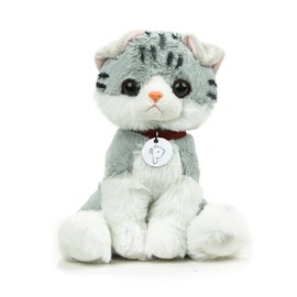 Plushland Realistic Stuffed Cat and Dog Plush PuppyStuffed Animals Plush Toys Collar, Realistic Premium Pawpal Stuffed Puppy Cats and Dogs Toy for Boys and Girls 8 Inches (Tabby Kitty with Collar)