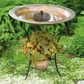 Steel Bird Bath, Stand, and Solar Powered Fountain Kit by Prime Retreat