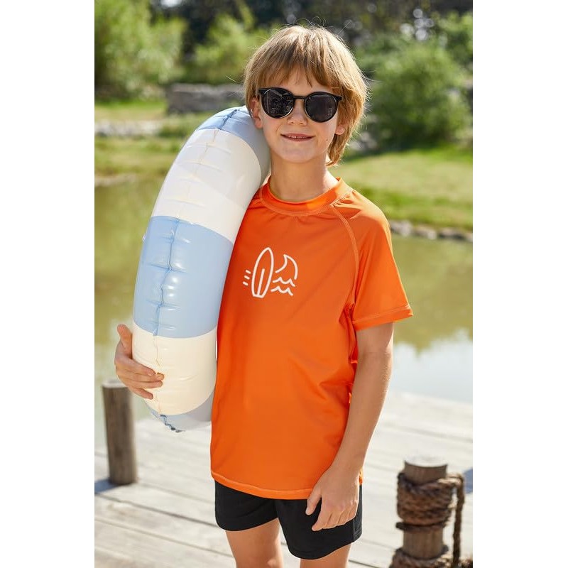 BesserBay Boys' UV Rash Guard Short-Sleeved Swimming Shirt UPF 50+