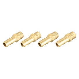 METALLIXITY 4pcs Brass Hose Barb Fitting (M10-1 Female x 8mm Barb) Hose Pipe Connector - For Fuel, Air, Water, Oil, Gas