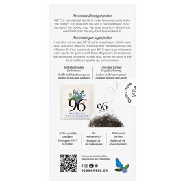 96° Darjeeling Tea - 20 Pyramid Tea Bags x 3 Boxes, Individually Wrapped, Delicate and Floral, Biodegradable Plant-Based Bags (60 Bags)