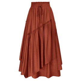Scarlet Darkness Long Skirts for Women Renaissance Costume Pirate Maxi Skirt Plus Size with Pockets Rust S