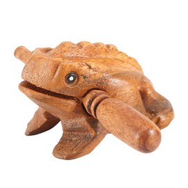 Wooden Frog, Thai Traditional Craft Wooden Lucky Frog, Feng Shui Money Frog, Lucky Toad Decoration, for Home Office Art Figurines Decor Miniatures Gift (5.8CM)