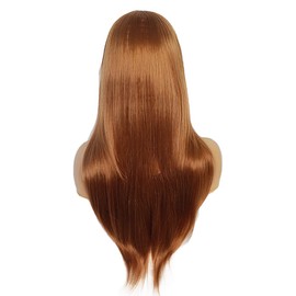 VAIRETY Long Straight Black for Women, 24 Inch 4x4 Lace Front Black Wig Middle Part Synthetic Wig, Natural Looking Closure Wig (Brown)