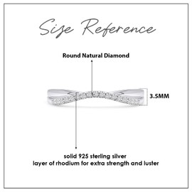 Wishrocks 1/10 Carat Round Cut White Natural Diamond Twist Contour Enhancer Guard Band Ring Jewelry for Women in 14K White Gold Over Sterling Silver (0.10 Cttw, Color- I-J, Clarity- I2-I3) Size-8