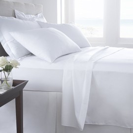 Hachette] DOUBLE SIZE WHITE 100% EGYPTIAN COTTON FITTED SHEET IN 200 THREAD COUNT 200TC PLAIN
