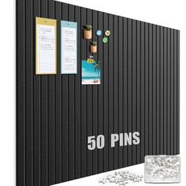 Large Bulletin Board for Felt Walls - 12 Pack Cork Board with Safe Removable Adhesive Tabs, Cork Board for Office & Home Decoration, 48 x 36 inches - Black