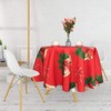 WedDecor Christmas Table Cloth Round Polyester Tablecloth with Bow Ribbon