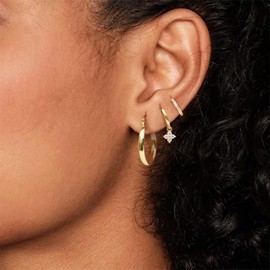 Glimz Gold Chunky Hoop Earrings Set for Women, 18K Gold Plated Hoop Earrings Hypoallergenic,Lightweight Small Dainty Hoop Earring Stack for Sensitive Ears Jewelry for Women