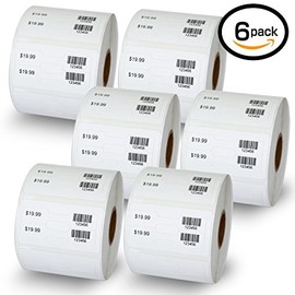 BETCKEY - Compatible Dymo 30299 3/8" x 3/4" LabelWriter Self-Adhesive Jewelry/Price Tag 2-up Labels, Compatible with DYMO Printers[6 Rolls]