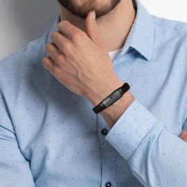 KLIFOWDY American Flag Leather Bracelet for Men Bible Verse Bracelets Cross Bracelet Christian Jewelry Gift for Men