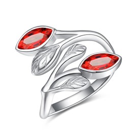 Birthstone Ring 925 Sterling Silver Moonstone Ring Leaf Ring for Women Ring for Girls Finger Leaf Rings Christmas Gift, Sterling Silver, Cubic Zirconia