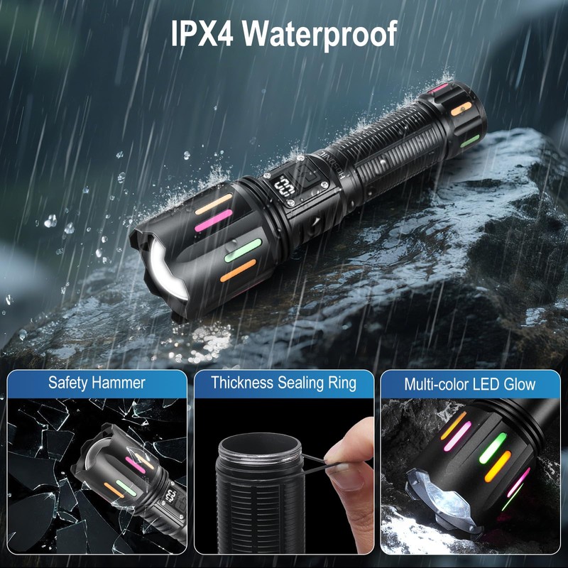 HOSONIC Flashlights High Lumens, Rechargeable Super Bright LED Flashlight, Battery