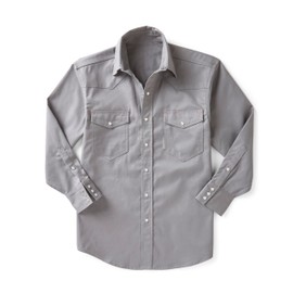 Rasco FR Premium Lightweight FR Snap Shirt - 100% Cotton Twill - NFPA 2112 Certified - CAT 2 Protection, Western Style with Pearl Snaps - Arc Flash and Fire Resistant - Gray XXL