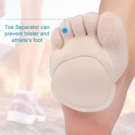 SATINIOR - 6 pares de calcetines para los dedos de los pies, calcetines invisibles y separados, Caqui claro, 6-9.5