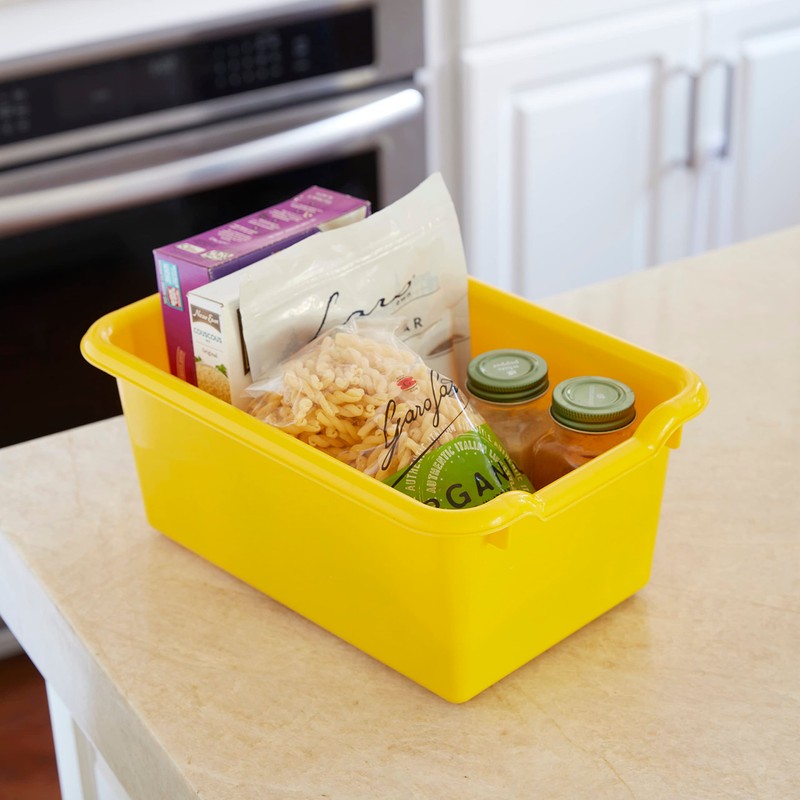 ECR4Kids Scoop Front Storage Bin, Multipurpose Organization, Yellow, 5-Piece