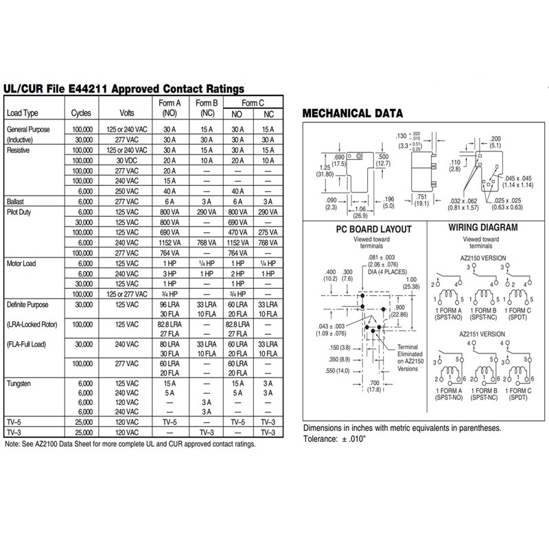 AZ2150-1A-12DE 40A 12VDC 4Pins PCB Power Relay AZ2150-1A-12DEF