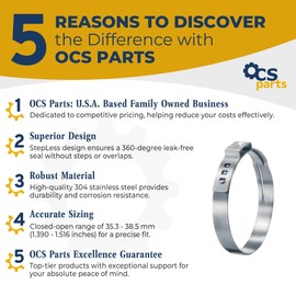 OCS Parts – Oetiker Ear Clamps 167 Series, 304 Stainless Steel, 38.5 mm Size, Pack of 10, Band Dimension 7 x 0.6 mm, Includes OCS Parts 2-Year Warranty