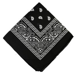 AAMERA Paisley Print Bandana Scarf Headband, Pack of 3, Black, 55 cm x 55 cm