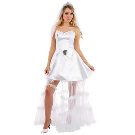 Fun Shack White Wedding Dress for Women, Bride Costume, Elegant Wedding Dress for Special Occasions, Party Wear, Small