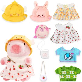 TITQWOP 10.2" Cute Capybara Plush with 9 Pcs of Clothing and Accessories Super Soft Capybara Stuffed Animals Capybara Plush Toys are Suitable for Kids, Girls and Boys