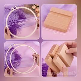 Framendino, 4 Pack 9.5" Mini Embroidery Hoop with 4 Cross Stitch Wooden Base Holder