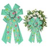 LANGFON Large Linen Flower Bows - Green Spring Ribbon Bows