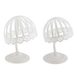 zalati Wig Stand Wig Head 2 Pieces for Baby Hat Display Holder Rack for Home Shop Salon - White Plastic 45 cm / 17.7 Inches