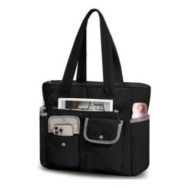 Bolsas Para Dama Tote Bag Nubily Color Negro De Viaje Con Múltiples Bolsillos Diseño De La Tela Lisa