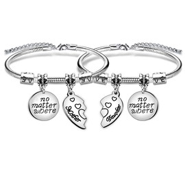 AGR8T 2pcs Mother Daughter Bracelets Broken Heart Double Family Gifts Jewelry Set For Women Girl Stainless Steel