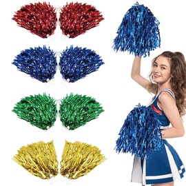 8 Pack Cheerleader Pom Poms, Pom Poms Cheerleading, Cheering Squad Hand Flower, Hand Flowers Cheerleader Pompoms with Plastic Handle for Adults Team Spirit Sports Game Dancing Party