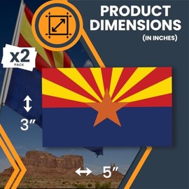 Magnet Me Up Arizona US State Flag Bumper Sticker, 3x5 2 Pack, Sticker for Cars, Laptops, Toolbox - Outdoor UV Vinyl Adhesive, Fade Resistant, Made in USA