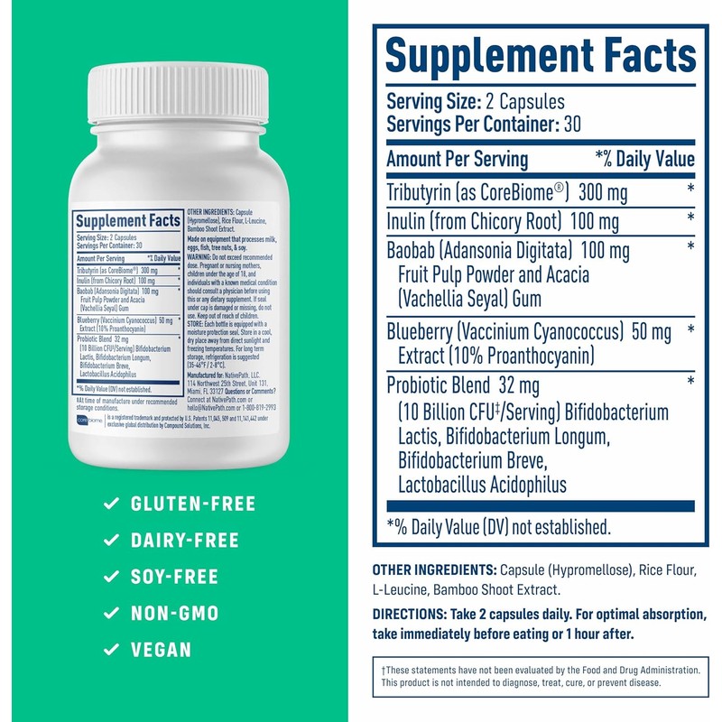 NativePath Complete Synbiotic - Pre, Pro & Postbiotic 3-in-1 for