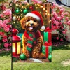 Christmas Dog Garden Flag 12x18, Puppy Santa Hat Holiday Double