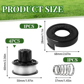 Viilich 4 x Brush Cutter Spool Compatible with Black + Decker ST4500 GE600 ST200 Replaces RS-136-BKP Spool with 1 Shaft Cover and 1 Spring