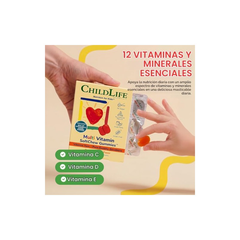 ChildLife Multi Vitamin SoftChew Gummies 27 Tablets Natural Orange Flavor