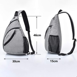 WDEC Sling Backpack Men Women Large Capacity Night Reflector Headphone Hole Design Multipurpose Crossbody Shoulder Backpack Anti-Theft Campus Backpack for Outdoor Cycling, gray, Bag