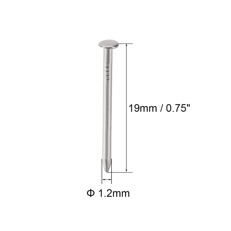 sourcing map Small Tiny Hardware Nails Carbon Steel 1.2X19mm(DXL) for
