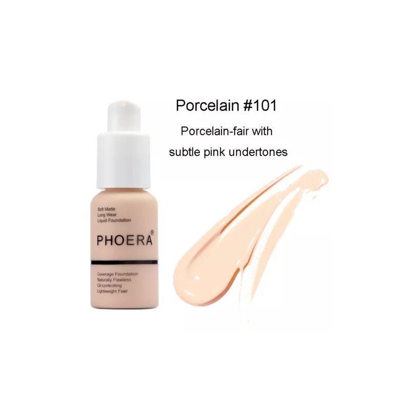 PHOERA® Soft Matte Full Coverage Liquid Foundation Concealer Longlasting Makeup