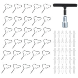Faankiton Pack of 30 Screw Hooks, Hook Screws with Fuse, Hooks for Screwing Ceiling Hooks, Heavy Duty with Screws, Q-shaped Hook with a Slotted Sleeve (Silver)